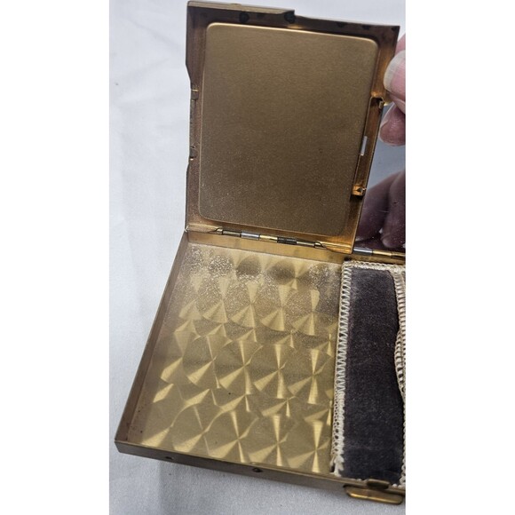 Vintage Elegant Rhinestone Powder Compact Lipstick Makeup Cig/Money Mirror Case - Picture 12 of 16